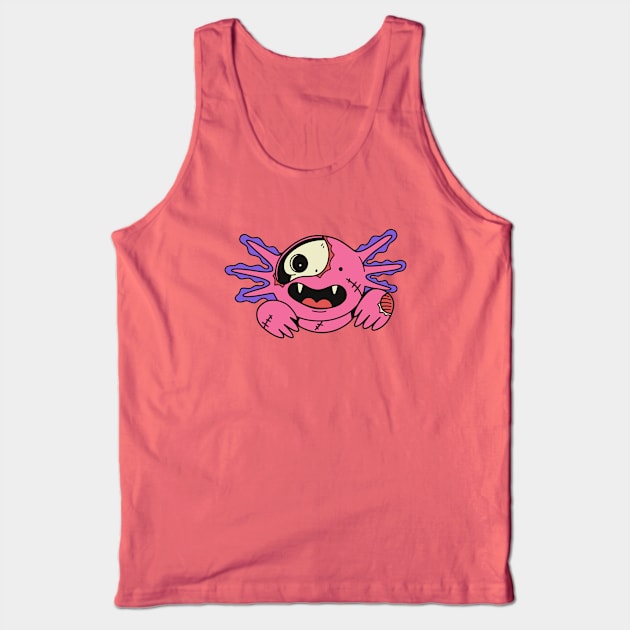 Cute Zombie Axolotl // Funny Halloween Animals Tank Top by SLAG_Creative